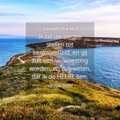 Picture 04 - Ezechiël 35:4 NLD - Ik zal uw steden stellen tot eenzaamheid, en gij - Bible Verse Picture