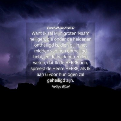 Picture 04 - Ezechiël 36:23 NLD - Want Ik zal Mijn groten Naam heiligen, die onder - Bible Verse Picture