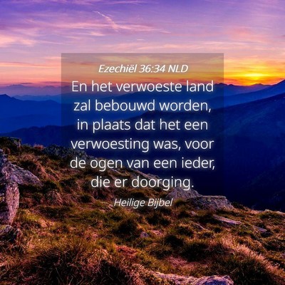 Picture 04 - Ezechiël 36:34 NLD - En het verwoeste land zal bebouwd worden, in - Bible Verse Picture