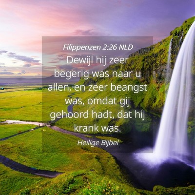 Picture 04 - Filippenzen 2:26 NLD - Dewijl hij zeer begerig was naar u allen, en zeer - Bible Verse Picture