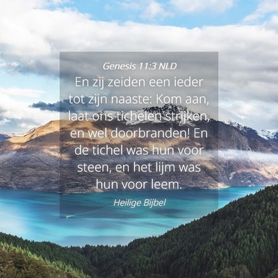 Picture 04 - Genesis 11:3 NLD - En zij zeiden een ieder tot zijn naaste: Kom aan, - Bible Verse Picture