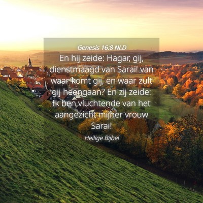 Picture 04 - Genesis 16:8 NLD - En hij zeide: Hagar, gij, dienstmaagd van Sarai! - Bible Verse Picture