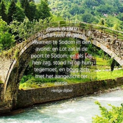 Picture 04 - Genesis 19:1 NLD - En die twee engelen kwamen te Sodom in den avond; - Bible Verse Picture