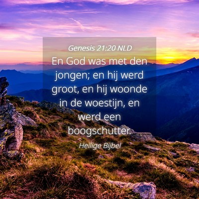 Picture 04 - Genesis 21:20 NLD - En God was met den jongen; en hij werd groot, en - Bible Verse Picture