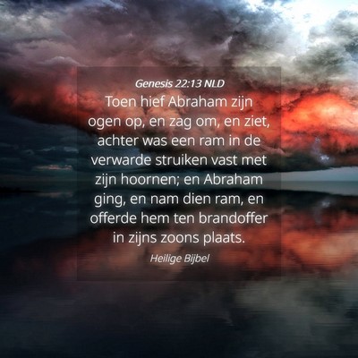 Picture 04 - Genesis 22:13 NLD - Toen hief Abraham zijn ogen op, en zag om, en - Bible Verse Picture