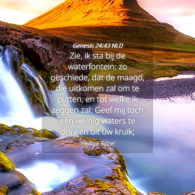Picture 04 - Genesis 24:43 NLD - Zie, ik sta bij de waterfontein; zo geschiede, - Bible Verse Picture