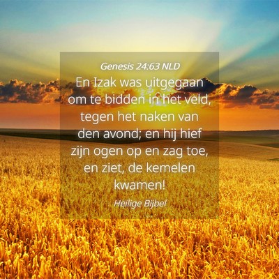 Picture 04 - Genesis 24:63 NLD - En Izak was uitgegaan om te bidden in het veld, - Bible Verse Picture