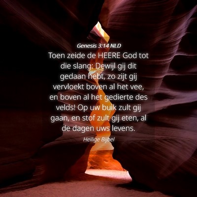 Picture 04 - Genesis 3:14 NLD - Toen zeide de HEERE God tot die slang: Dewijl gij - Bible Verse Picture