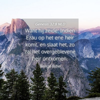 Picture 04 - Genesis 32:8 NLD - Want hij zeide: Indien Ezau op het ene heir komt, - Bible Verse Picture