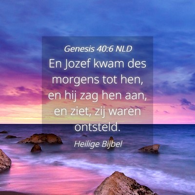 Picture 04 - Genesis 40:6 NLD - En Jozef kwam des morgens tot hen, en hij zag hen - Bible Verse Picture
