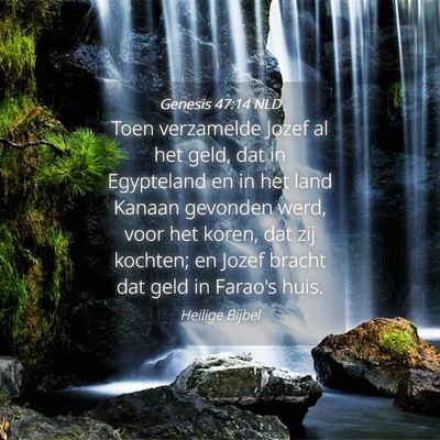 Picture 04 - Genesis 47:14 NLD - Toen verzamelde Jozef al het geld, dat in - Bible Verse Picture