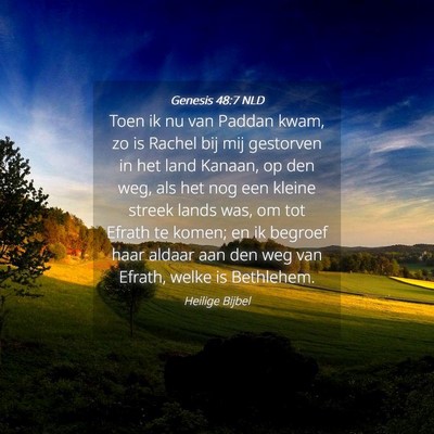 Picture 04 - Genesis 48:7 NLD - Toen ik nu van Paddan kwam, zo is Rachel bij mij - Bible Verse Picture