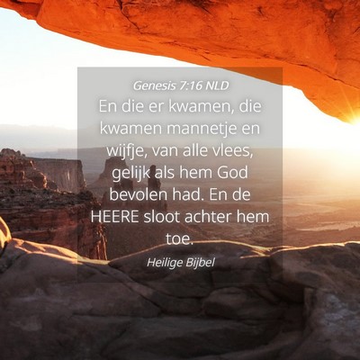 Picture 04 - Genesis 7:16 NLD - En die er kwamen, die kwamen mannetje en wijfje, - Bible Verse Picture