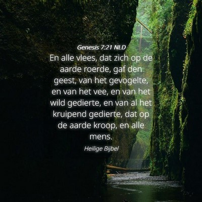 Picture 04 - Genesis 7:21 NLD - En alle vlees, dat zich op de aarde roerde, gaf - Bible Verse Picture
