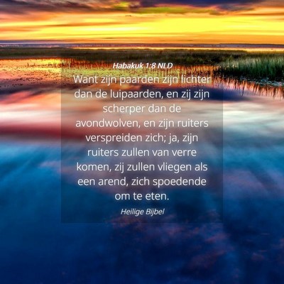 Picture 04 - Habakuk 1:8 NLD - Want zijn paarden zijn lichter dan de luipaarden, - Bible Verse Picture