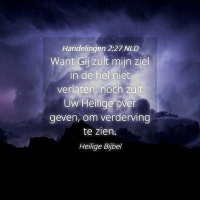 Picture 04 - Handelingen 2:27 NLD - Want Gij zult mijn ziel in de hel niet verlaten, - Bible Verse Picture