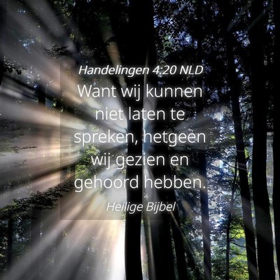 Picture 04 - Handelingen 4:20 NLD - Want wij kunnen niet laten te spreken, hetgeen - Bible Verse Picture
