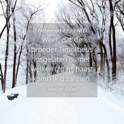Picture 04 - Hebreeën 13:23 NLD - Weet, dat de broeder Timotheus losgelaten is, met - Bible Verse Picture