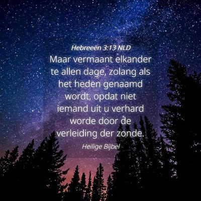 Picture 04 - Hebreeën 3:13 NLD - Maar vermaant elkander te allen dage, zolang als - Bible Verse Picture