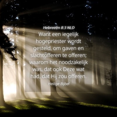 Picture 04 - Hebreeën 8:3 NLD - Want een iegelijk hogepriester wordt gesteld, om - Bible Verse Picture