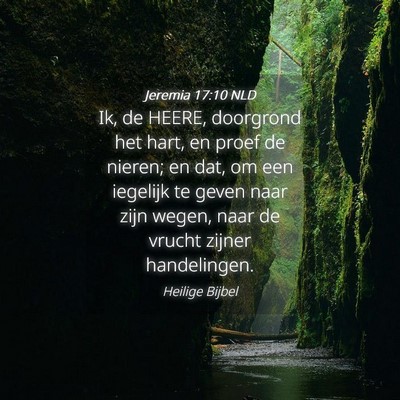 Picture 04 - Jeremia 17:10 NLD - Ik, de HEERE, doorgrond het hart, en proef de - Bible Verse Picture
