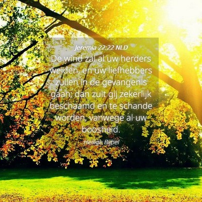 Picture 04 - Jeremia 22:22 NLD - De wind zal al uw herders weiden, en uw - Bible Verse Picture