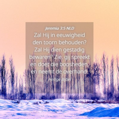 Picture 04 - Jeremia 3:5 NLD - Zal Hij in eeuwigheid den toorn behouden? Zal Hij - Bible Verse Picture