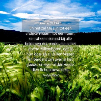Picture 04 - Jeremia 33:9 NLD - En het zal Mij zijn tot een vrolijken naam, tot - Bible Verse Picture