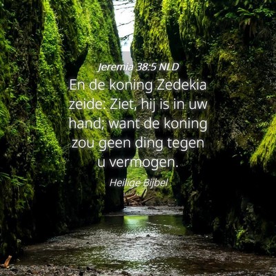 Picture 04 - Jeremia 38:5 NLD - En de koning Zedekia zeide: Ziet, hij is in uw - Bible Verse Picture