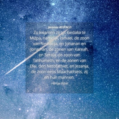 Picture 04 - Jeremia 40:8 NLD - Zo kwamen zij tot Gedalia te Mizpa, namelijk, - Bible Verse Picture