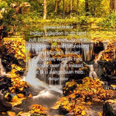 Picture 04 - Jeremia 42:10 NLD - Indien gijlieden in dit land zult blijven wonen, - Bible Verse Picture