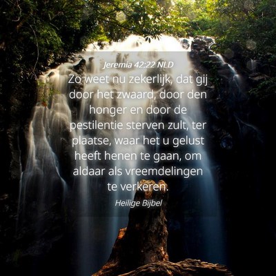 Picture 04 - Jeremia 42:22 NLD - Zo weet nu zekerlijk, dat gij door het zwaard, - Bible Verse Picture