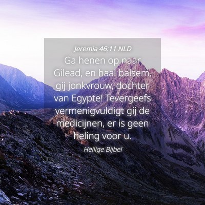 Picture 04 - Jeremia 46:11 NLD - Ga henen op naar Gilead, en haal balsem, gij - Bible Verse Picture