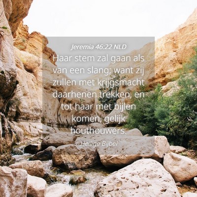 Picture 04 - Jeremia 46:22 NLD - Haar stem zal gaan als van een slang; want zij - Bible Verse Picture