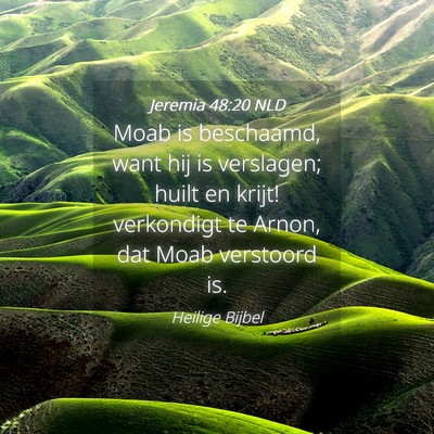 Picture 04 - Jeremia 48:20 NLD - Moab is beschaamd, want hij is verslagen; huilt - Bible Verse Picture