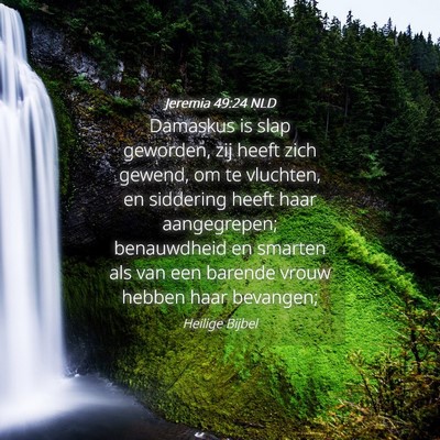 Picture 04 - Jeremia 49:24 NLD - Damaskus is slap geworden, zij heeft zich gewend, - Bible Verse Picture