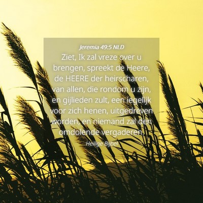 Picture 04 - Jeremia 49:5 NLD - Ziet, Ik zal vreze over u brengen, spreekt de - Bible Verse Picture
