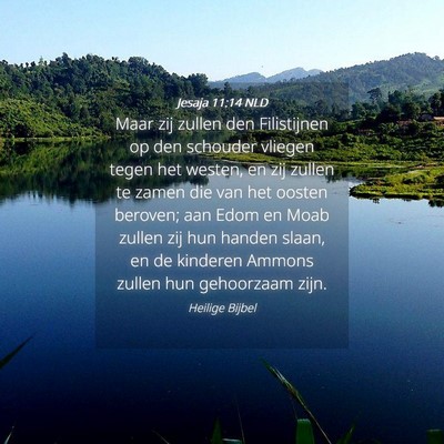 Picture 04 - Jesaja 11:14 NLD - Maar zij zullen den Filistijnen op den schouder - Bible Verse Picture