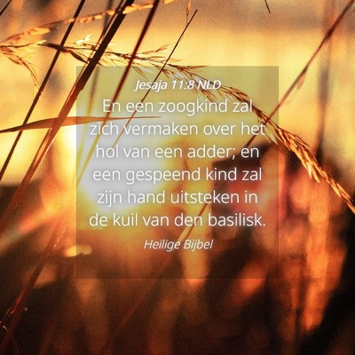 Picture 04 - Jesaja 11:8 NLD - En een zoogkind zal zich vermaken over het hol - Bible Verse Picture