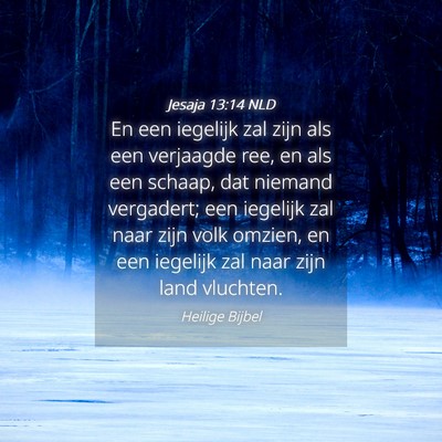 Picture 04 - Jesaja 13:14 NLD - En een iegelijk zal zijn als een verjaagde ree, - Bible Verse Picture