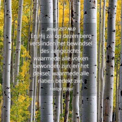 Picture 04 - Jesaja 25:7 NLD - En Hij zal op dezen berg verslinden het bewindsel - Bible Verse Picture