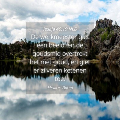 Picture 04 - Jesaja 40:19 NLD - De werkmeester giet een beeld, en de goudsmid - Bible Verse Picture