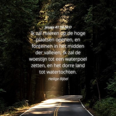 Picture 04 - Jesaja 41:18 NLD - Ik zal rivieren op de hoge plaatsen openen, en - Bible Verse Picture