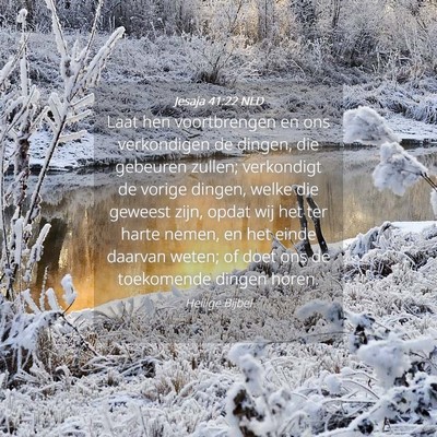 Picture 04 - Jesaja 41:22 NLD - Laat hen voortbrengen en ons verkondigen de - Bible Verse Picture