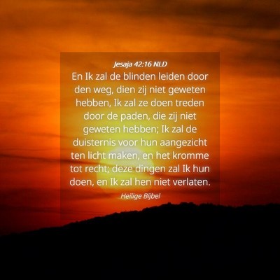 Picture 04 - Jesaja 42:16 NLD - En Ik zal de blinden leiden door den weg, dien - Bible Verse Picture