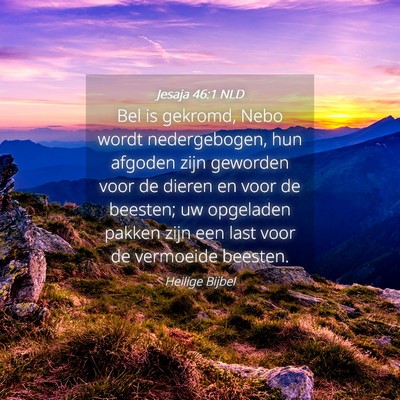 Picture 04 - Jesaja 46:1 NLD - Bel is gekromd, Nebo wordt nedergebogen, hun - Bible Verse Picture