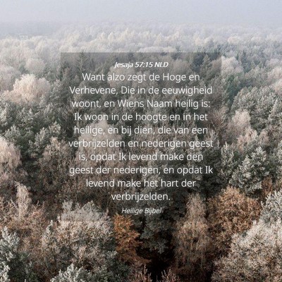 Picture 04 - Jesaja 57:15 NLD - Want alzo zegt de Hoge en Verhevene, Die in de - Bible Verse Picture