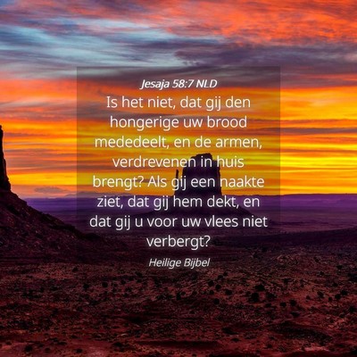 Picture 04 - Jesaja 58:7 NLD - Is het niet, dat gij den hongerige uw brood - Bible Verse Picture