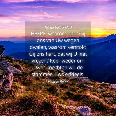 Picture 04 - Jesaja 63:17 NLD - HEERE! waarom doet Gij ons van Uw wegen dwalen, - Bible Verse Picture