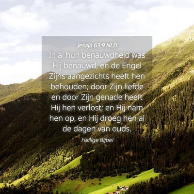 Picture 04 - Jesaja 63:9 NLD - In al hun benauwdheid was Hij benauwd, en de - Bible Verse Picture